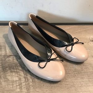 MELISSA Beige Black RUBBER Jelly BOW Ballet FLATS